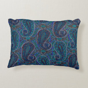 Paisley Blauw Indische Boho Klassieke Vintage Accent Kussen
