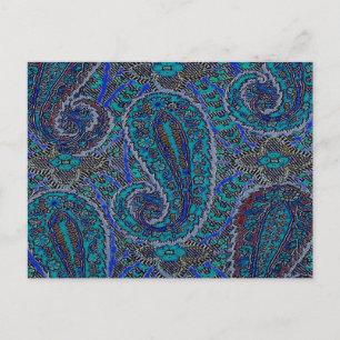 Paisley Blauw Indische Boho Klassieke Vintage Briefkaart
