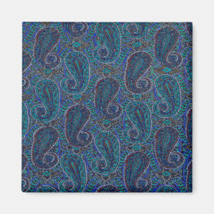 Paisley Blauw Indische Boho Klassieke Vintage Magneet