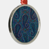 Paisley Blauw Indische Boho Klassieke Vintage Metalen Ornament (Rechts)