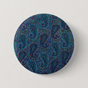 Paisley Blauw Indische Boho Klassieke Vintage Ronde Button 5,7 Cm