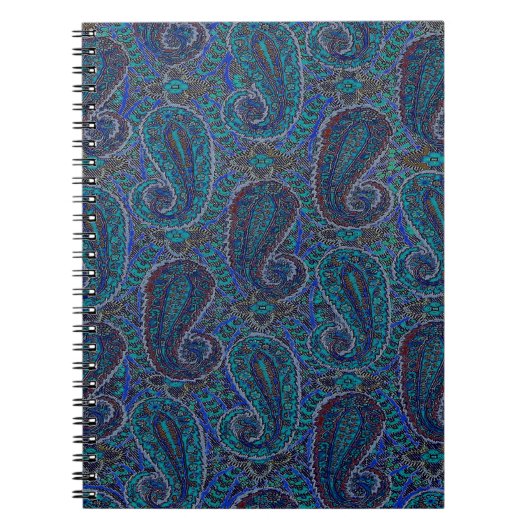 Paisley Blauw Indische Boho Klassieker Vintage Notitieboek (Voorkant)