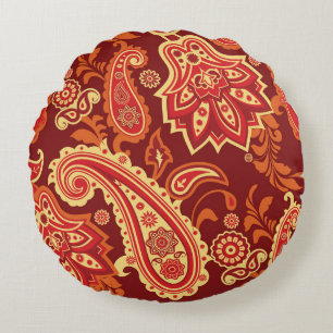 Paisley, bloemen: sierlijk naadloos patroon rond kussen