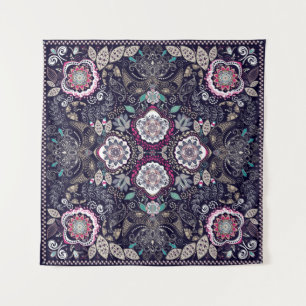 Paisley bloemenontwerp met vierkante zak. wandkleed