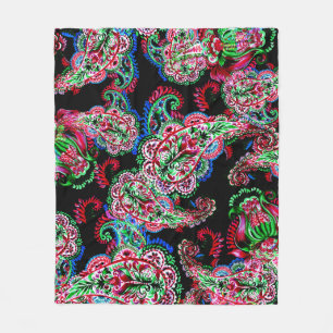 Paisley bloemenpatroon, etnische achtergrond. fleece deken