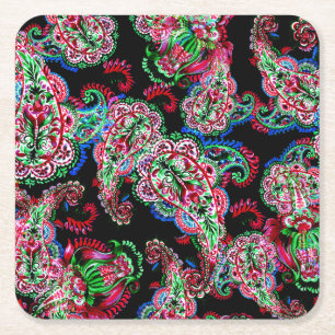 Paisley bloemenpatroon, etnische achtergrond. kartonnen onderzetters