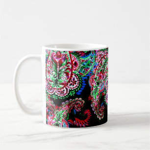 Paisley bloemenpatroon, etnische achtergrond. koffiemok