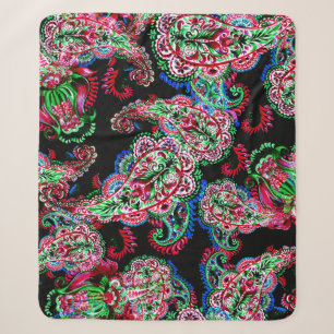 Paisley bloemenpatroon, etnische achtergrond. sherpa deken