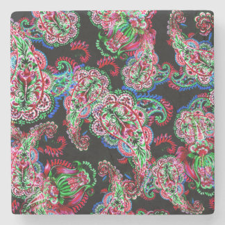 Paisley bloemenpatroon, etnische achtergrond. stenen onderzetter