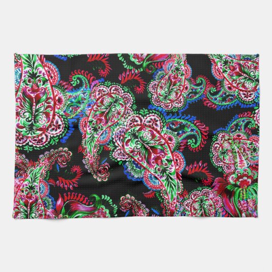 Paisley bloemenpatroon, etnische achtergrond. theedoek (Horizontaal)