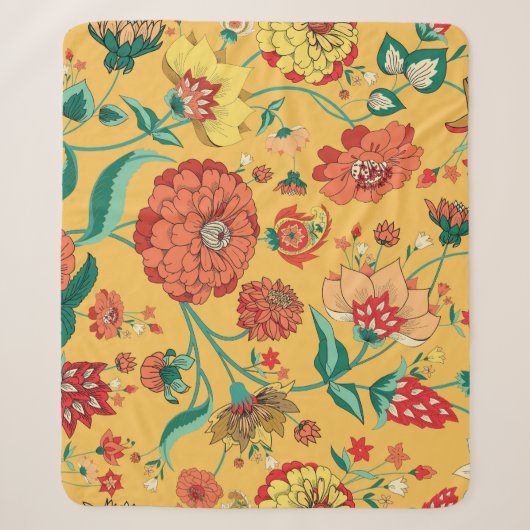 Paisley bloementuin Sherpa Deken (Voorkant)