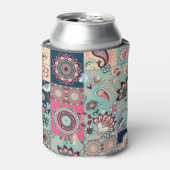 Paisley bloemetjes, patchwork achtergrond, . blikjeskoeler (Blikje Voorkant)