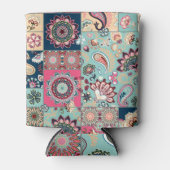 Paisley bloemetjes, patchwork achtergrond, . blikjeskoeler (Voorkant)