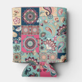 Paisley bloemetjes, patchwork achtergrond, . blikjeskoeler (Achterkant)