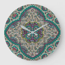 Paisley bloemmotief blauwgroen zilveren roze bohem