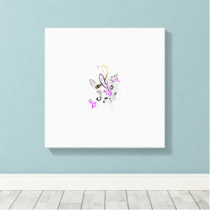 Paisley Bloemmotief – Boho Wit Paars Oranje Canvas Afdruk