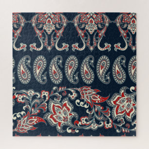 Paisley bloemmotief, damast  motief. legpuzzel