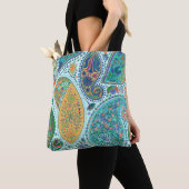 Paisley bloemmotief, etnische naadloze achtergron tote bag (Dichtbij)