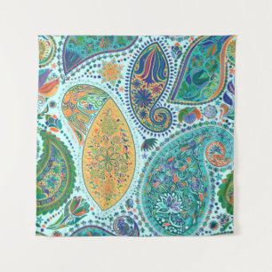 Paisley  bloemmotief, etnische naadloze achtergron wandkleed