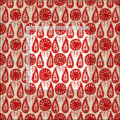 Paisley Blok rood ivoor Stof (Delen)