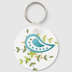 Paisley Blue Bird of Happiness Sleutelhanger