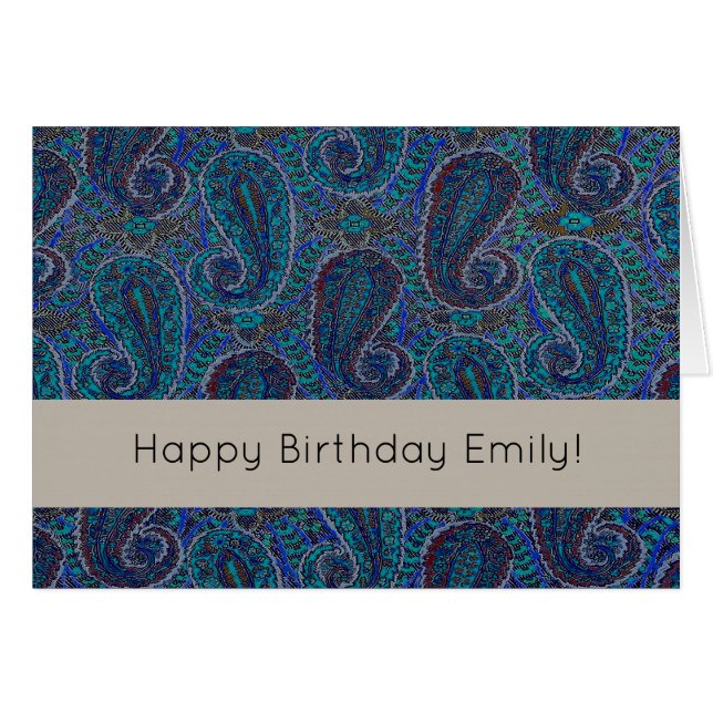 Paisley Blue Indian Boho Art Pattern (Voorkant Horizontaal)