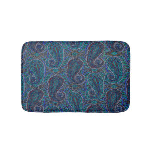 Paisley Blue Indian Boho Art Pattern Badmat