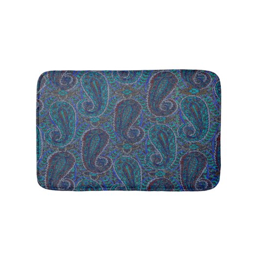 Paisley Blue Indian Boho Art Pattern Badmat (Voorkant)