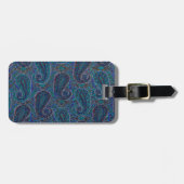 Paisley Blue Indian Boho Art Pattern Bagagelabel (Voorkant horizontaal)
