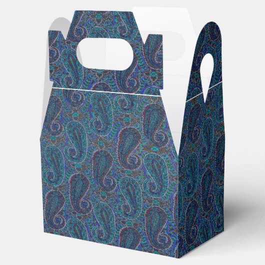 Paisley Blue Indian Boho Art Pattern Bedankdoosjes (Geopend)