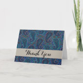 Paisley Blue Indian Boho Art Pattern Bedankkaart (Voorkant)