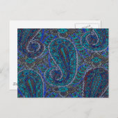 Paisley Blue Indian Boho Art Pattern Briefkaart (Voorkant / Achterkant)