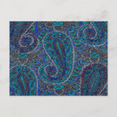 Paisley Blue Indian Boho Art Pattern Briefkaart (Voorkant)