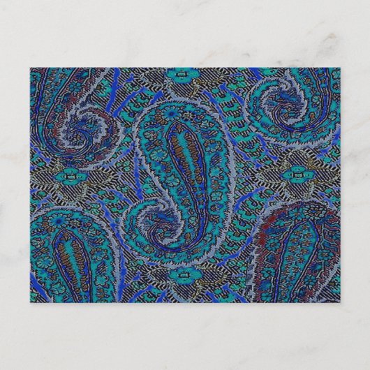 Paisley Blue Indian Boho Art Pattern Briefkaart (Voorkant)