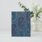 Paisley Blue Indian Boho Art Pattern Briefkaart (Staand voorkant)