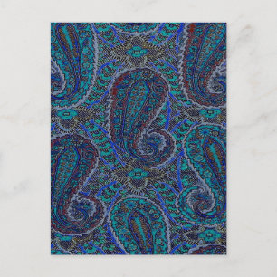 Paisley Blue Indian Boho Art Pattern Briefkaart