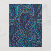 Paisley Blue Indian Boho Art Pattern Briefkaart (Voorkant)