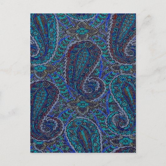 Paisley Blue Indian Boho Art Pattern Briefkaart (Voorkant)