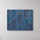 Paisley Blue Indian Boho Art Pattern Canvas Afdruk (Voorkant)