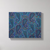 Paisley Blue Indian Boho Art Pattern Canvas Afdruk (Voorkant)