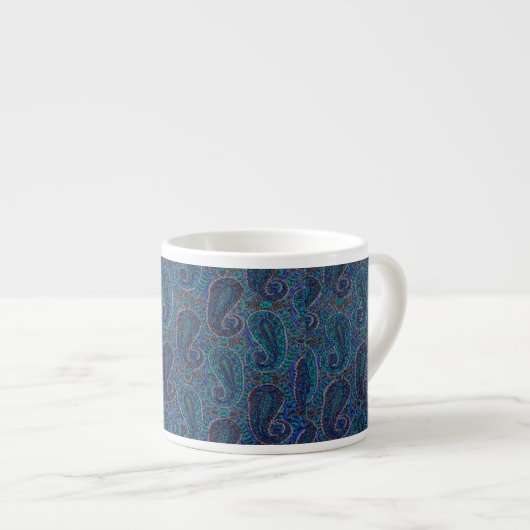 Paisley Blue Indian Boho Art Pattern Espresso Kop (Voorkant rechts)