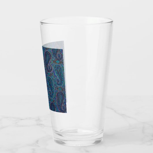 Paisley Blue Indian Boho Art Pattern Glas (Links)
