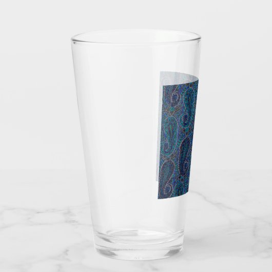 Paisley Blue Indian Boho Art Pattern Glas (Rechts)