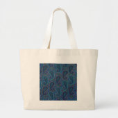 Paisley Blue Indian Boho Art Pattern Grote Tote Bag (Voorkant)