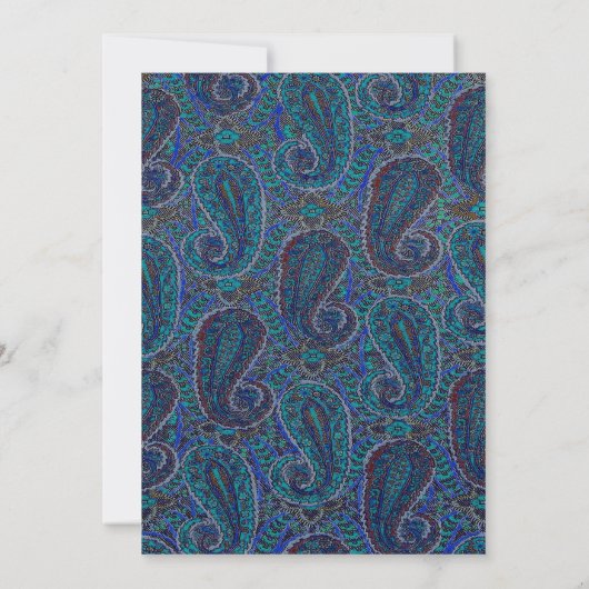 Paisley Blue Indian Boho Art Pattern Kaart (Achterkant)