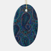 Paisley Blue Indian Boho Art Pattern Keramisch Ornament (Rechts)