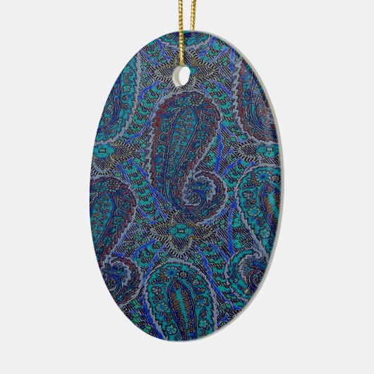 Paisley Blue Indian Boho Art Pattern Keramisch Ornament (Links)