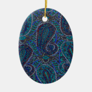 Paisley Blue Indian Boho Art Pattern Keramisch Ornament