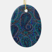 Paisley Blue Indian Boho Art Pattern Keramisch Ornament (Achterkant)