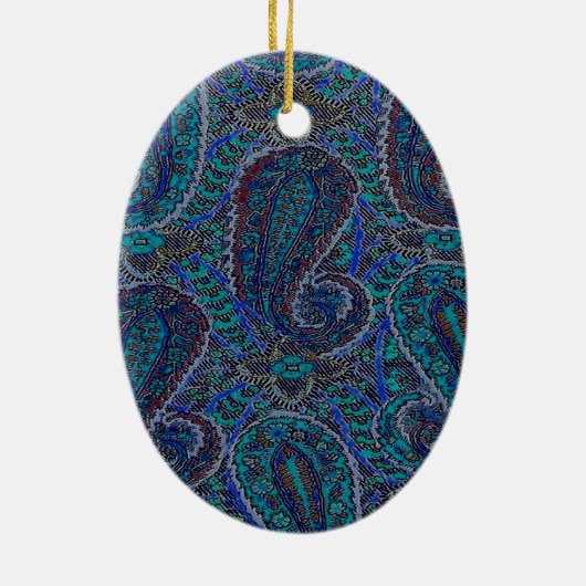 Paisley Blue Indian Boho Art Pattern Keramisch Ornament (Achterkant)